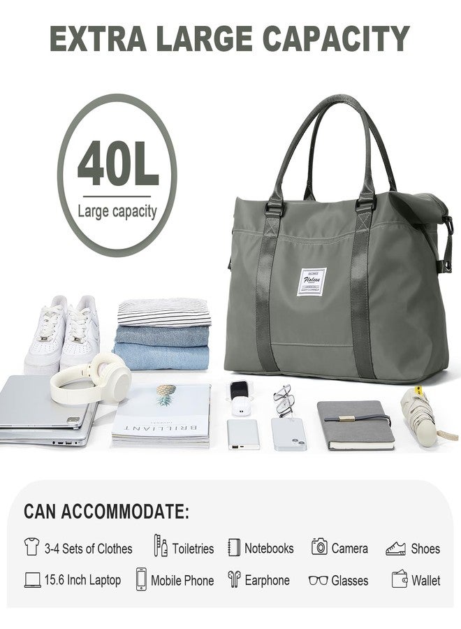 HYC00 Travel Duffel Bag,Weekender Overnight Bag for Women,Carry-on Bag with Wet Pocket,Gym Bag,Extra Large,Olive Green - Image 2